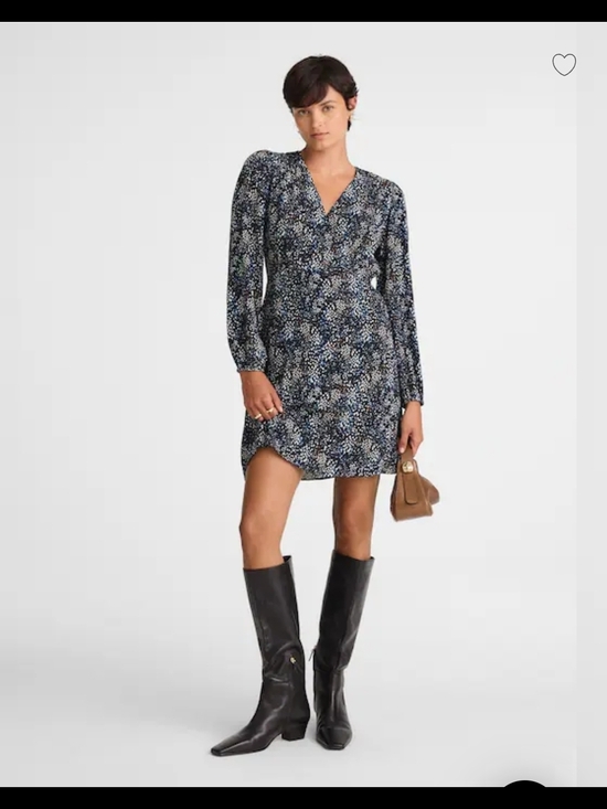 Madewell Dresses & Skirts - Super Flattering!! Floral V-Neck Long Sleeve Mini Dress - Navy